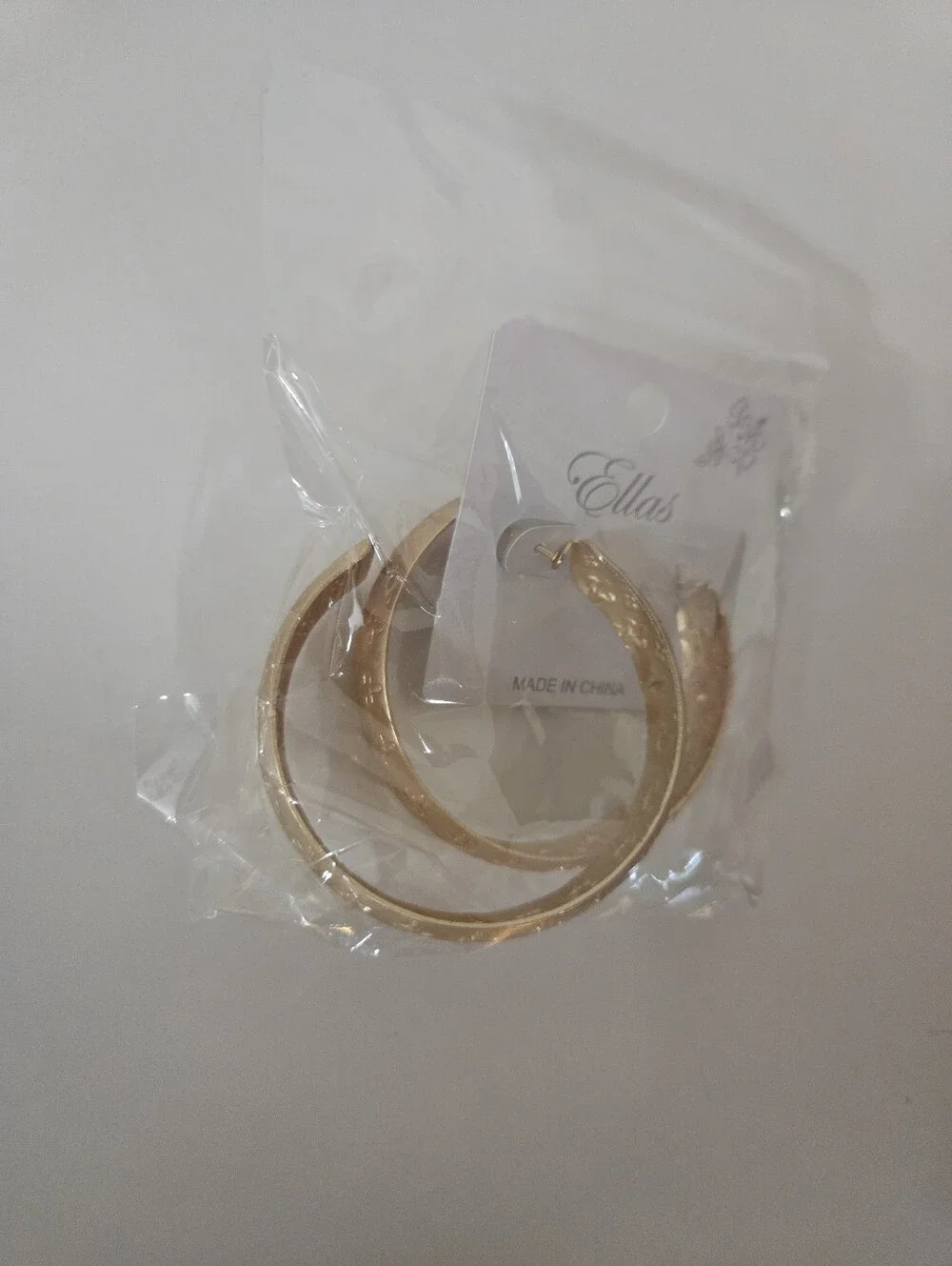 Ellas Gold Hoop Earrings With Design